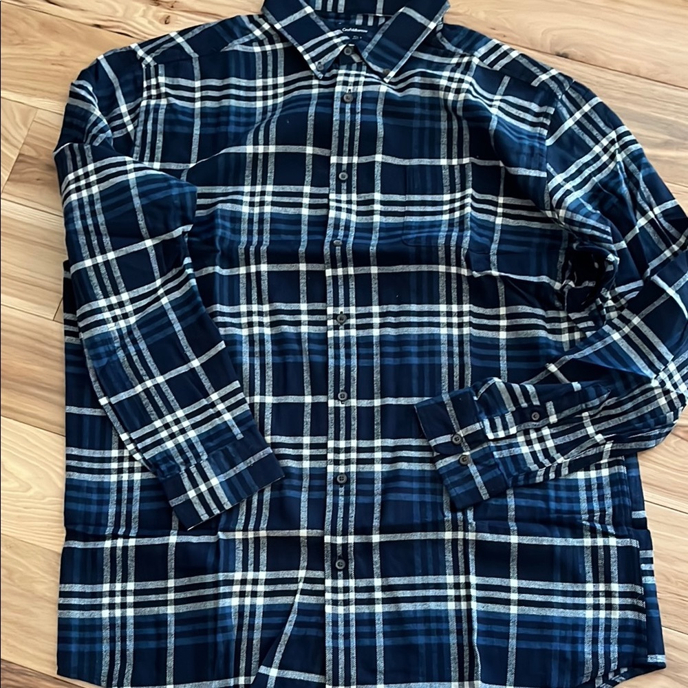 NWOT Men's Blue Plaid Button-Up Shirt